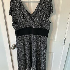 Addition Elle Black and White Paisley Midi Dress